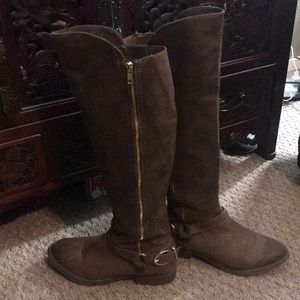 Mossimo distressed brown and gold riding boots 👢